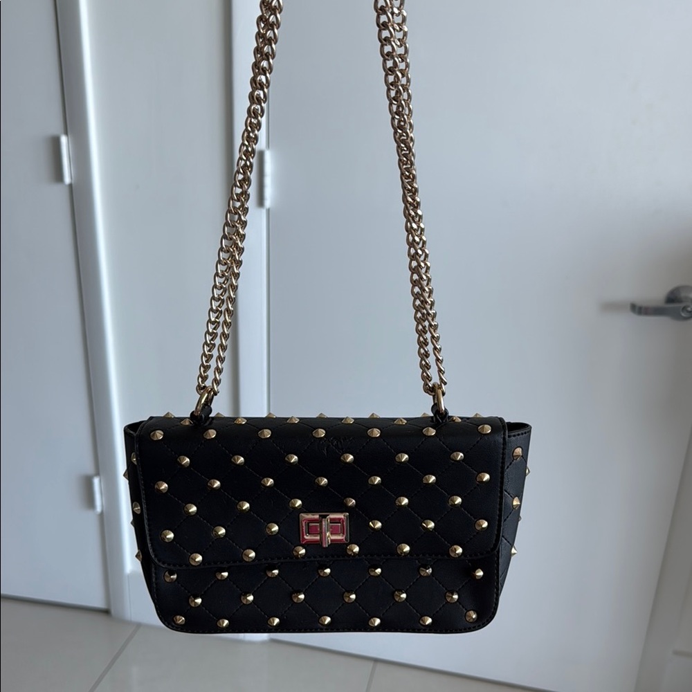 Studded Black Chain Shoulder Bag